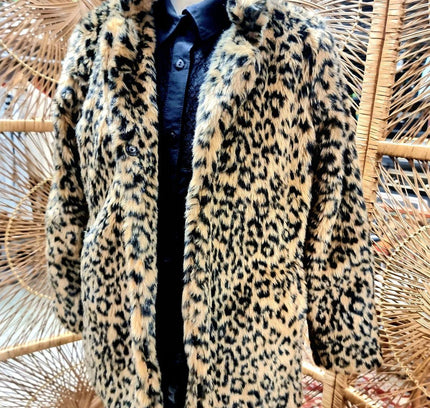 Vintage Leopard Print Faux Fur Coat - Yatva