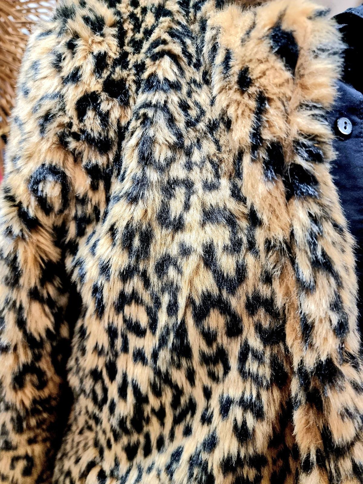 Vintage Leopard Print Faux Fur Coat
