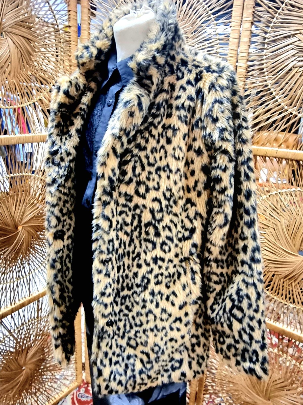 Vintage Leopard Print Faux Fur Coat
