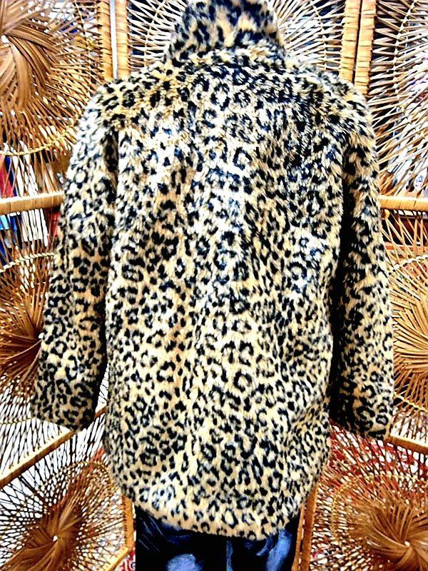 Vintage Leopard Print Faux Fur Coat