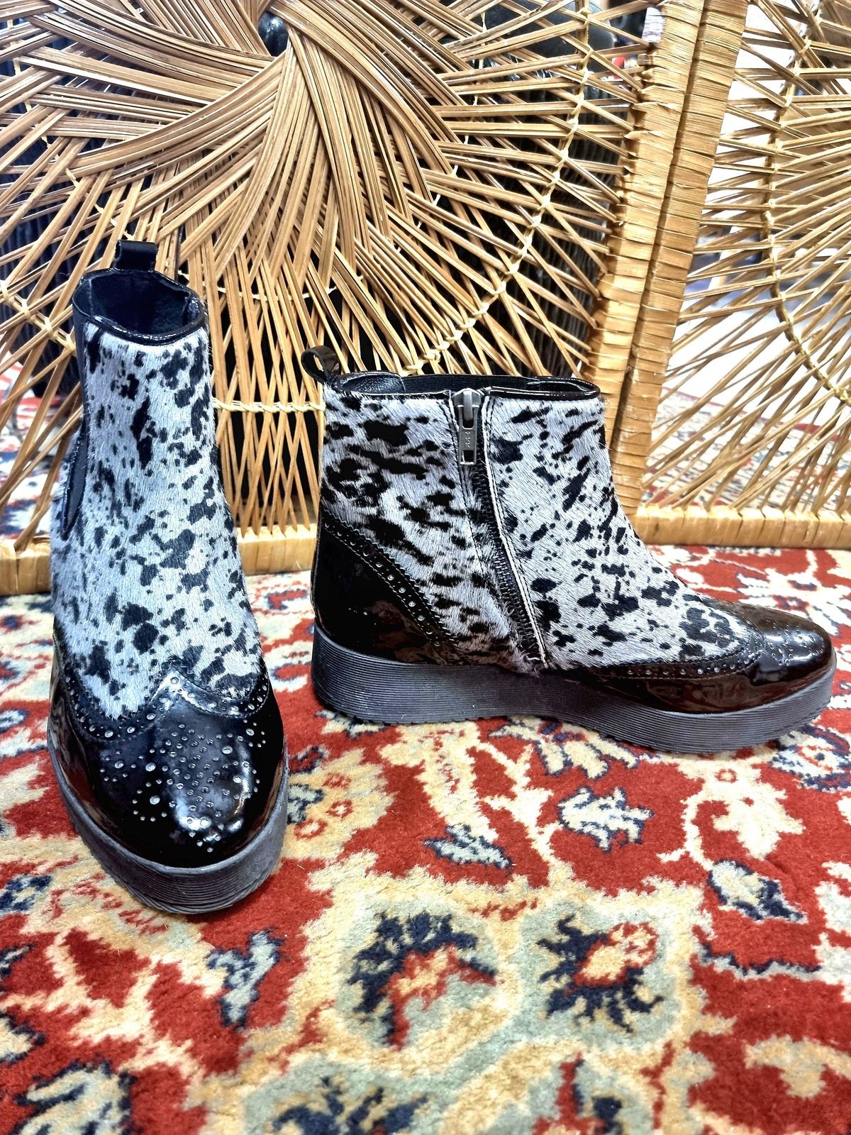 Vintage Red Rag Ankle Boots